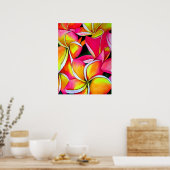 Neon Pink Frangipani Plumeria waterverf art Poster (Keuken)