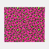 Neon Pink Fuchsia and Lime Green Leopard 80 Fleece Deken (Voorkant (Horizontaal))