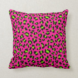 Neon Pink Fuchsia and Lime Green Leopard 80 Kussen