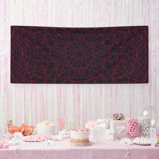 Neon Pink Geometric Mesh Black Banner – Aanpassen (Feest)