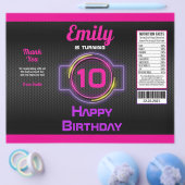 Neon Pink Girl Birthday Party Chip Bag Wrapper Flyer (Enkel)