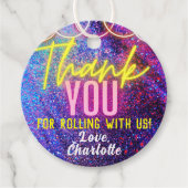 Neon Pink Girl's Roller Skating Party Dank u Bedankjes Labels (Voorkant)