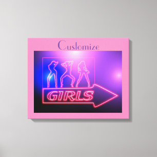 Neon Pink Girls Sign Thunder_Cove  Canvas Afdruk