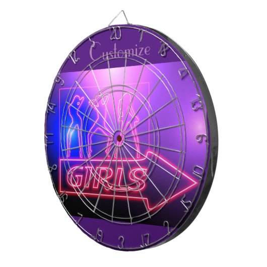 Neon Pink Girls Sign Thunder_Cove Dartbord (Voorkant Rechts)