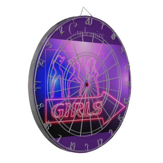 Neon Pink Girls Sign Thunder_Cove Dartbord (Voorkant Links)