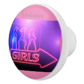 Neon Pink Girls Sign Thunder_Cove Keramische Knop (Rechts)