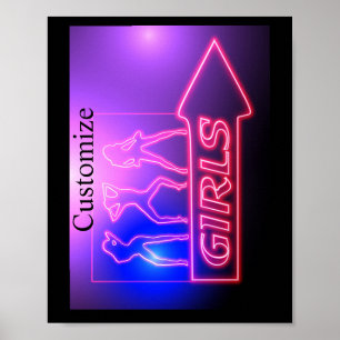 Neon Pink Girls Sign Thunder_Cove Poster