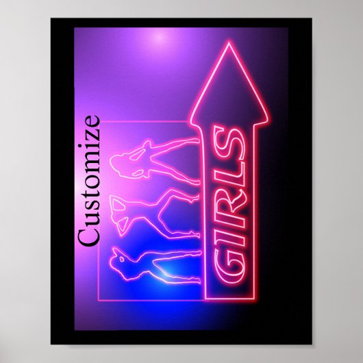 Neon Pink Girls Sign Thunder_Cove Poster (Voorkant)