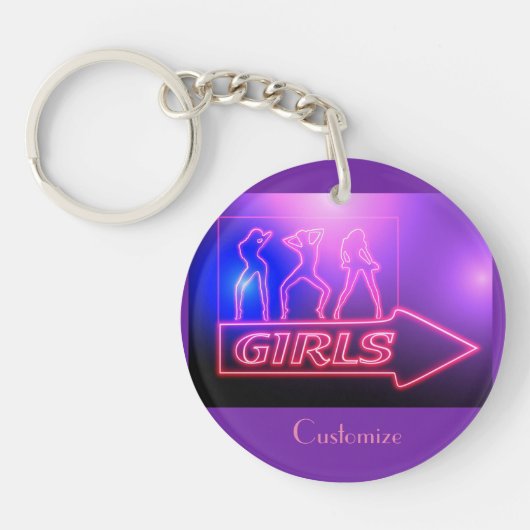 Neon Pink Girls Sign Thunder_Cove Sleutelhanger (Voorkant)