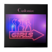 Neon Pink Girls Sign Thunder_Cove Tegeltje (Voorkant)