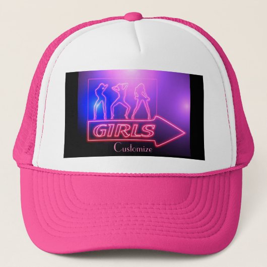 Neon Pink Girls Sign Thunder_Cove Trucker Pet (Voorkant)