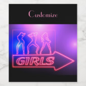 Neon Pink Girls Sign Thunder_Cove Wijn Etiket (Enkel label)