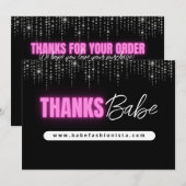 Neon Pink Glam bedankje Bedankkaart (Voorkant / Achterkant)