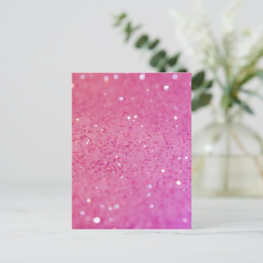 Neon Pink Glitter Sparkle Briefkaart (Staand voorkant)