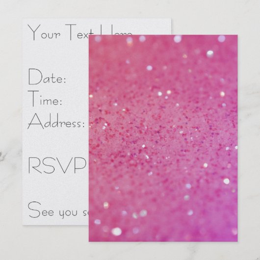 Neon Pink Glitter Sparkle Kaart (Voorkant / Achterkant)