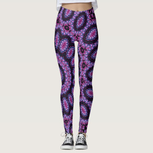 Neon Pink Glow Blacklight Rave Mandala Leggings