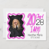 Neon Pink Glow Class of 2025 Foto Afstuderen Kaart (Voorkant)