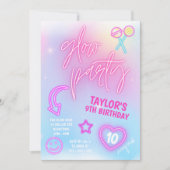 Neon Pink Glow Party Verjaardag Kaart (Voorkant)