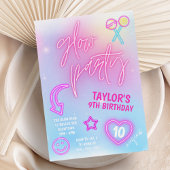 Neon Pink Glow Party Verjaardag Kaart