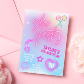 Neon Pink Glow Party Verjaardag Kaart