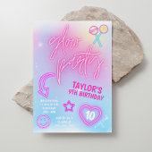 Neon Pink Glow Party Verjaardag Kaart