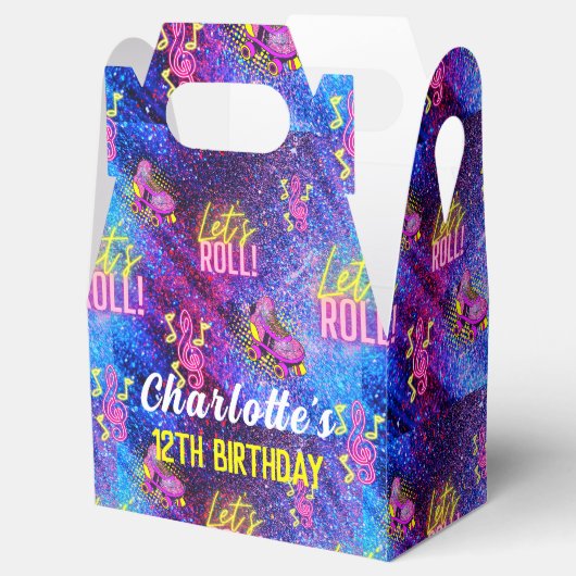 Neon Pink Glow Roller Schaatsen Disco Verjaardagsf Bedankdoosjes (Geopend)