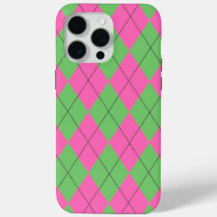 Neon Pink Green Diagnostic Geometric Y2K Patroon iPhone 15 Pro Max Hoesje