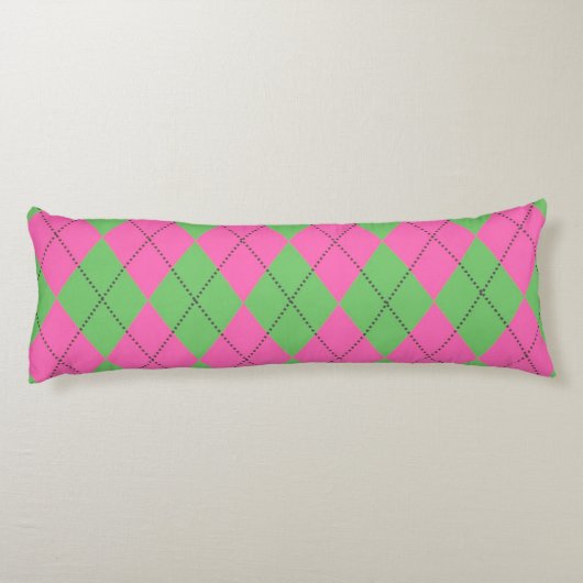 Neon Pink Green Diagnostic Geometric Y2K Patroon Lichaamskussen (Achterkant)