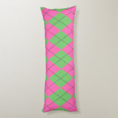 Neon Pink Green Diagnostic Geometric Y2K Patroon Lichaamskussen (Achterkant (Verticaal))