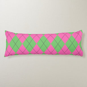 Neon Pink Green Diagnostic Geometric Y2K Patroon Lichaamskussen