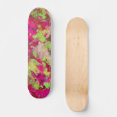 Neon Pink Green Grunge Splatter Skateboard (Voorkant)