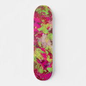 Neon Pink Green Grunge Splatter Skateboard (Voorkant)