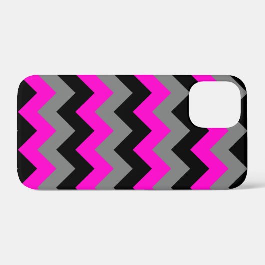 Neon Pink Grey en Black Zigzag Case-Mate iPhone Case (Achterkant (horizontaal))