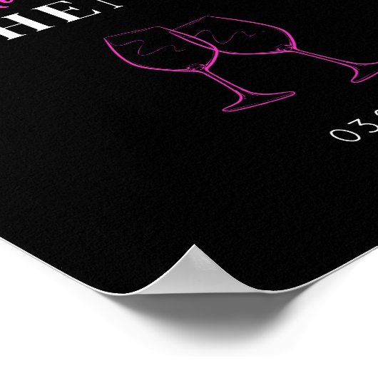 Neon Pink Hens Party Wine Welkomstbord Poster (Hoek)