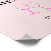 Neon Pink Hens Party Wine Welkomstbord Poster (Hoek)