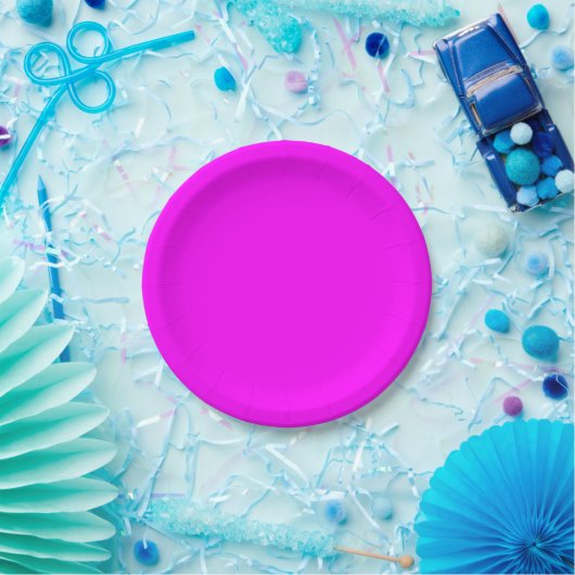 Neon pink hex code FF00FF Party Plate Papieren Bordje (Feest)