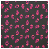 Neon Pink Human Skulls on Black Pattern Stof (Swatch)