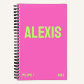 Neon Pink Jaar & Volume Journal Notitieboek (Voorkant)
