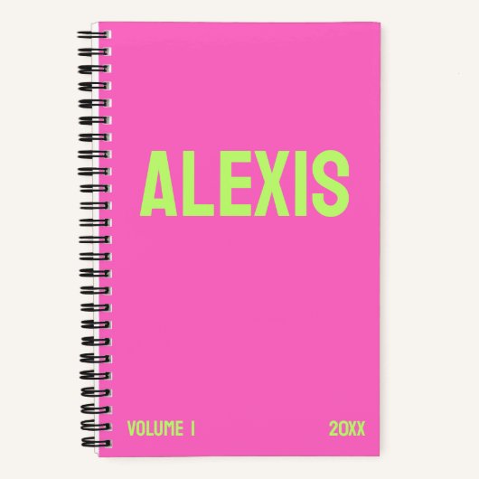 Neon Pink Jaar & Volume Journal Notitieboek (Voorkant)