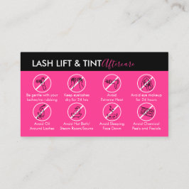 Neon Pink Lash Lift Tint Aftercare Visitekaartje