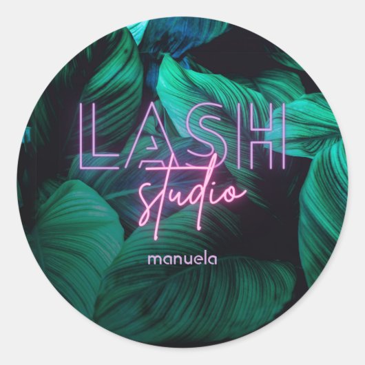 Neon Pink Lash Studio Professionele Bedrijven Ronde Sticker (Voorkant)