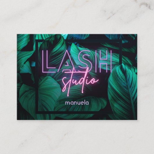 Neon Pink Lash Studio QR Code Professional Visitekaartje (Voorkant)