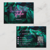 Neon Pink Lash Studio QR Code Professional Visitekaartje (Voorkant / Achterkant)