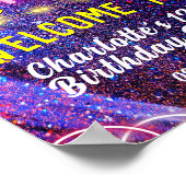 Neon Pink Let's Roll Schaatsen Party Welkom Poster (Hoek)