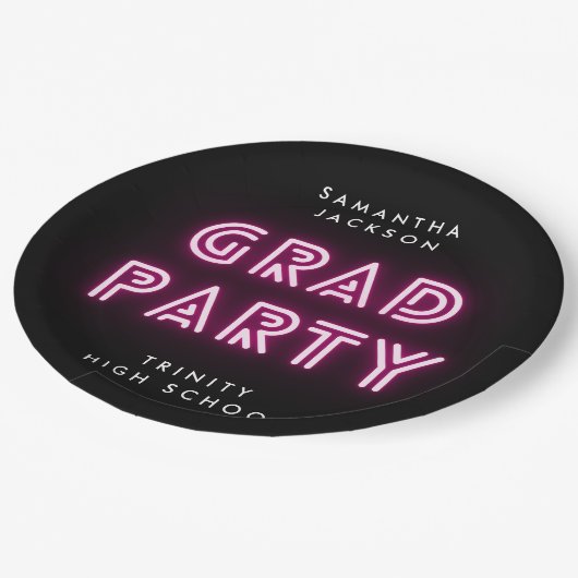 Neon Pink Lights Klasse High School Afstuderen Papieren Bordje (Gekanteld)