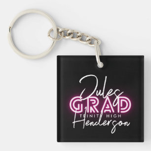 Neon Pink Lights Klasse High School Afstuderen Sleutelhanger