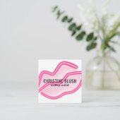 Neon Pink Lips Makeup Artiest Visitekaartje (Staand voorkant)