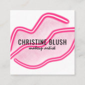 Neon Pink Lips Makeup Artiest Visitekaartje (Voorkant)