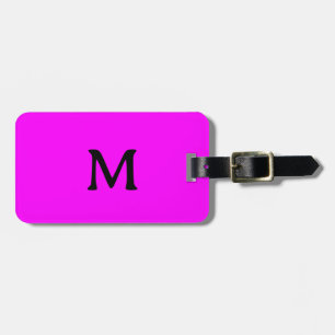 Neon PInk Magenta Monogram Zwart Aangepaste Naam G Bagagelabel
