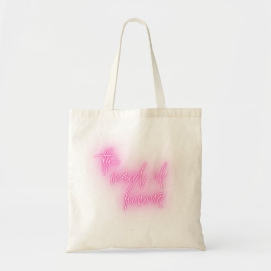 Neon Pink Maid of Honor Wedding Party Tote Bag (Voorkant)